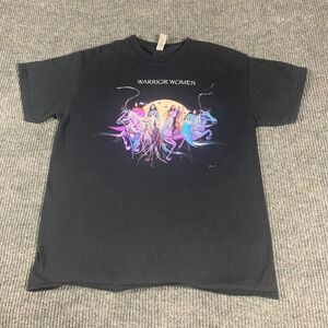 Gildan T Shirt Adult Large Black Warrior Women Native American Art Cotton Tribal
